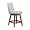 Armen Living Stancoste Swivel Counter Stool in Brown Oak Wood Finish with Beige Fabric 840254332157 - alternate 2